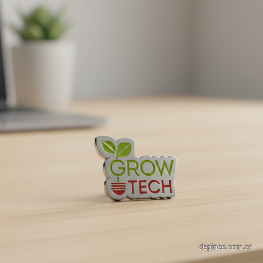 Pin Grow Tech plateado y esmaltado