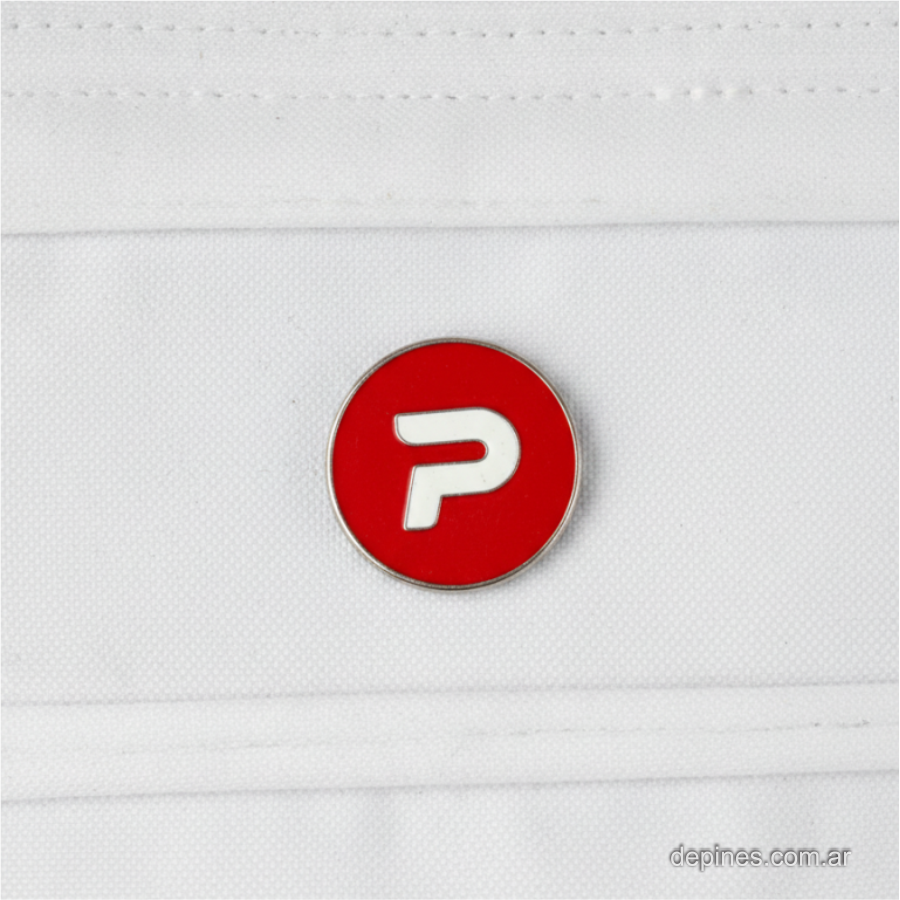 Pin PedidosYa redondo en níquel plateado